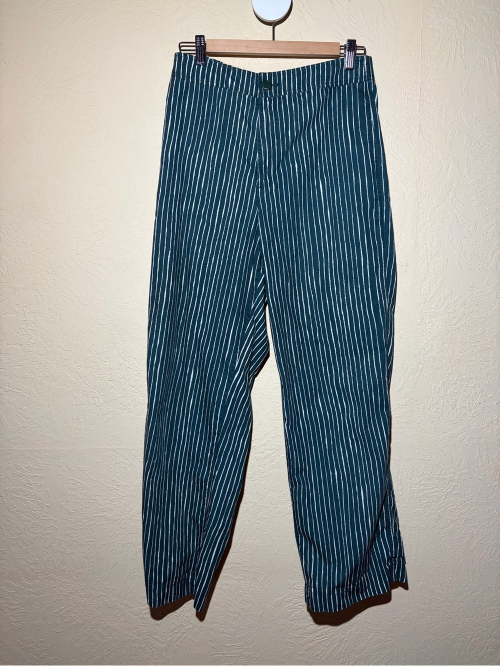 Uniqlo Marimekko Navy Blue and White Pinstripe Pants Size 28 - Picture 2 of 8
